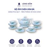  Bộ ấm chén Vinh Hoa Phú Quý màu vân đá vẽ nổi hoa đào trắng 