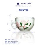  Bộ ấm chén bưởi cành men trắng vẽ đào hồng 