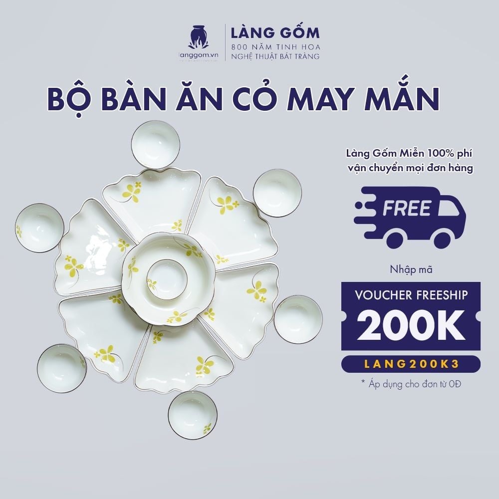  Bộ bát đĩa hoa mặt trời men trắng vẽ họa tiết vẽ tay 