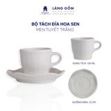  Bộ ấm chén uống trà men tuyết trắng dáng Hoa sen kèm đĩa lá sen - dung tích 750ml 