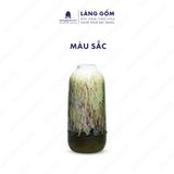  Bình hoa men chảy màu kem dáng bầu 