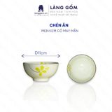  Bộ bát đĩa hoa mặt trời men kem vẽ cỏ may mắn 