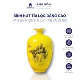  Bình hút lộc vân đá vẽ nổi Thuyền Buồm Tài Lộc vàng 18k phong thủy 