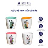  Cốc méo vẽ họa tiết cô gái Việt Nam nhiều màu sắc 
