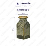  Bình hoa men hỏa biến dáng chai vuông màu hổ phách đen 