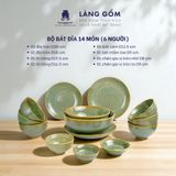  Bộ bàn ăn gia đình men hỏa biến - Màu hoa sương matcha 