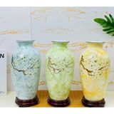  Bình hoa vân đá vẽ hoa đào trắng 