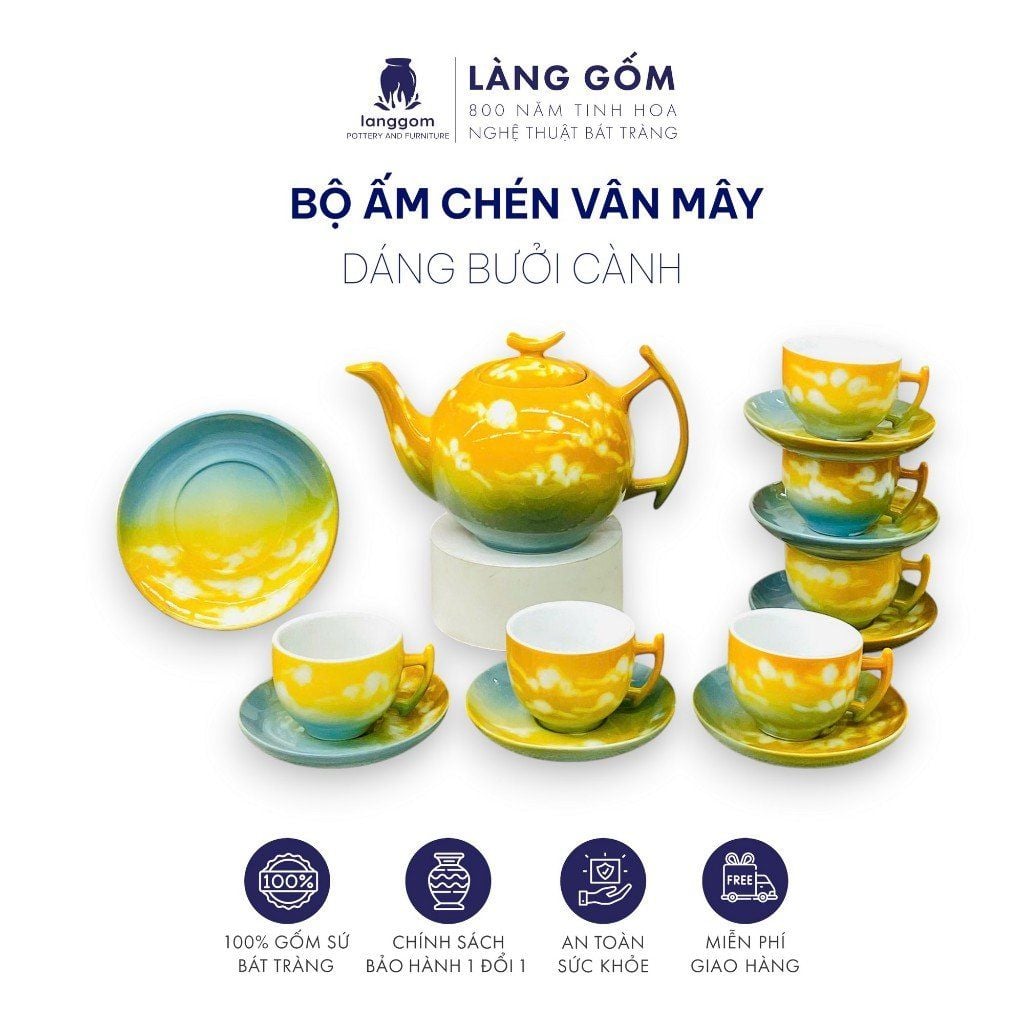  Bộ ấm chén vân đá màu Vân Mây 