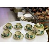  Bộ ấm chén vẽ tay kiểu chữ thập vẽ hoa - dung tích 500ml 