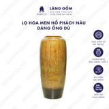  Bình hoa men hỏa biến dáng ống dù màu hổ phách nâu 