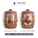  Hũ đựng gạo Bát Tràng khắc nổi Trường Xuân Phú Quý 