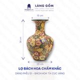  Lọ hoa vẽ bách hoa chấm màu dáng phễu - Gốm sứ Biên Hòa 
