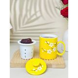  Cốc lọc trà vẽ nổi hoa đào trắng dung tích 330ml 