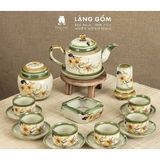  Bộ ấm chén vẽ tay kiểu chữ thập vẽ hoa - dung tích 500ml 