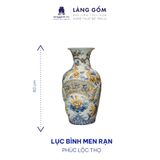  Lộc bình phong thuỷ men rạn đắp nổi 