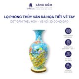  Lục bình phong thủy vân đá vẽ tay dệt gấm thêu hoa - Vẽ nổi 3D chim công hoa đào 