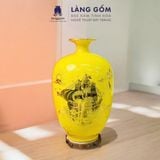  Bình hút lộc vân đá vẽ nổi Thuyền Buồm Tài Lộc vàng 18k phong thủy 