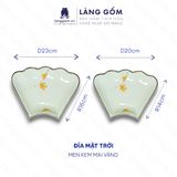  Bộ bát đĩa hoa mặt trời men kem vẽ mai vàng 