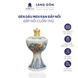  Đèn thờ cúng, đèn dầu để bàn thờ gia tiên - Bộ đồ thờ men rạn đắp nổi tinh xảo 