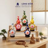  Bình Hồ Lô Tích Lộc Phong Thủy - Đắp Nổi Thuận Buồm, Tài Lộc Dát Vàng 18K - Quà Tặng Gốm Sứ Bát Tràng Cao Cấp 