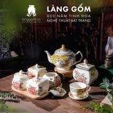  Hũ mứt sứ họa tiết vẽ tay thủ công dáng tròn dẹt 