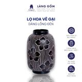  Lọ hoa men mát dáng lồng đèn họa tiết vẽ hoa lá nét gại 
