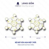  Bộ bát đĩa hoa mặt trời men kem vẽ cỏ may mắn 