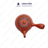  Ấm trà đất nung vẽ hoa ban quai chuôi màu đỏ họa tiết ganh 