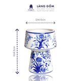  Lọ hoa vẽ tay dáng búp bê men lam họa tiết hoa lá 