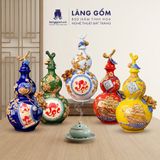  Bình Hồ Lô Tích Lộc Phong Thủy - Đắp Nổi Thuận Buồm, Tài Lộc Dát Vàng 18K - Quà Tặng Gốm Sứ Bát Tràng Cao Cấp 
