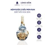  Nậm rượu thờ cúng 2 bầu men rạn đắp nổi 