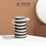  Bình hoa men mát có tai họa tiết kẻ ngang 