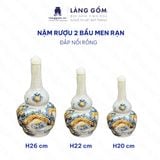 Nậm rượu thờ cúng 2 bầu men rạn đắp nổi 