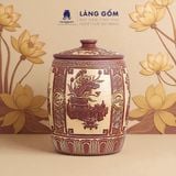  Hũ đựng gạo Bát Tràng khắc nổi Trường Xuân Phú Quý 