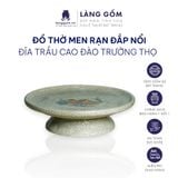  Đĩa trầu - Bộ thờ cúng, đồ thờ men rạn đắp nổi họa tiết Sen, Rồng tinh xảo 