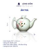  Bộ ấm chén bưởi cành men trắng vẽ đào hồng 