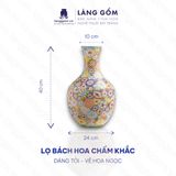  Lọ hoa vẽ bách hoa chấm màu dáng tỏi - Gốm sứ Biên Hòa 