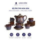  Bộ ấm chén uống trà men hỏa biến dáng Hoa sen, màu nâu trầm - dung tích 750ml 