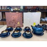  Bộ ấm chén men hỏa biến dáng quả bầu 