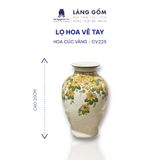  Bình hoa men màu vẽ tay họa tiết hoa cúc vàng 