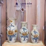  Lục bình phong thủy men rạn cổ đắp nổi tinh xảo 