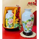  Lọ hoa men trắng vẽ tay dệt gấm thêu hoa 