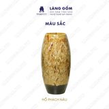  Bình hoa men hỏa biến dáng bom đại màu hổ phách nâu 