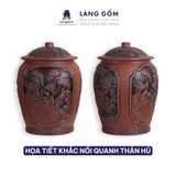  Hũ đựng gạo Bát Tràng khắc nổi Tam Hoa Thịnh Vượng 