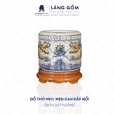  Bát hương, bát nhang, lư hương - Bộ thờ cúng, đồ thờ men rạn đắp nổi họa tiết RỒNG CUỘN SEN (CÓ CHÂN ĐẾ) - Gốm Bát Tràng 