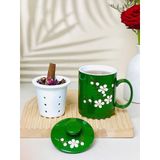  Cốc lọc trà vẽ nổi hoa đào trắng dung tích 330ml 