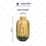  Bình hoa men hỏa biến dáng đèn lồng màu hổ phách nâu 