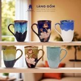  Cốc loe chân nhỏ có quai men hỏa biến 250ml, 320ml 
