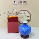  Bình hút lộc vân đá trơn chỉ vàng phong thủy - kèm đế lót và hộp xi lụa cao cấp 