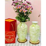  Bình hoa vân đá vẽ hoa đào trắng 